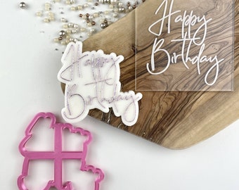 Happy Birthday Style 1 Cookie Cutter and Embosser, Happy Birthday Cookie Stamp, Birthday Celebrations, Birthday Embosser, Postal Box Ideas