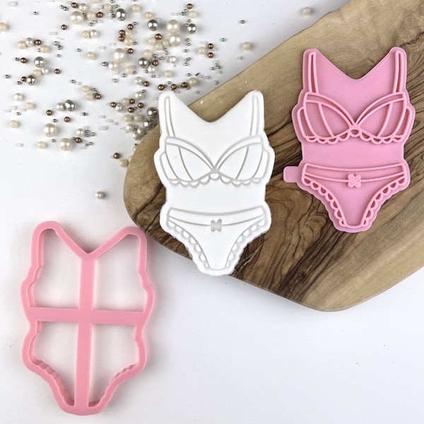 Bra and Knickers Style 2 Cookie Cutter and Stamp, Hen Party Cookie Stamp, Wedding Cookie Embosser, Bridal Party Cookie Stamp