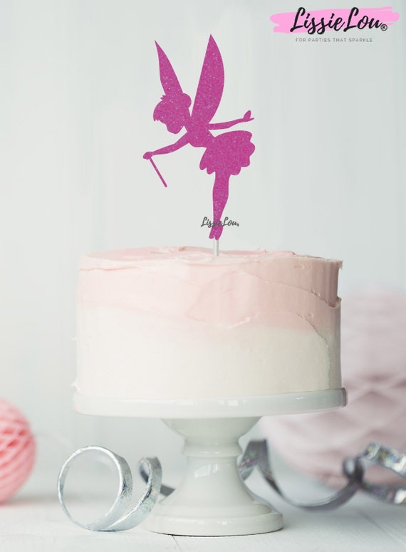 Fairy Birthday Cake Topper Glitter Card Etsy