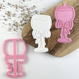 Gin Glass with Bow Cookie Cutter and Stamp, Hen Party Cookie Stamp, Wedding Cookie Embosser, Bridal Party Cookie Stamp, Postal Box Ideas