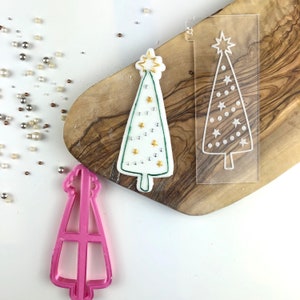 Christmas Tree Cookie Cutter and Embosser, Christmas Cookie Cutter, Merry Christmas Cookie Embosser, Xmas Cookie Stamp, Icing Stamp