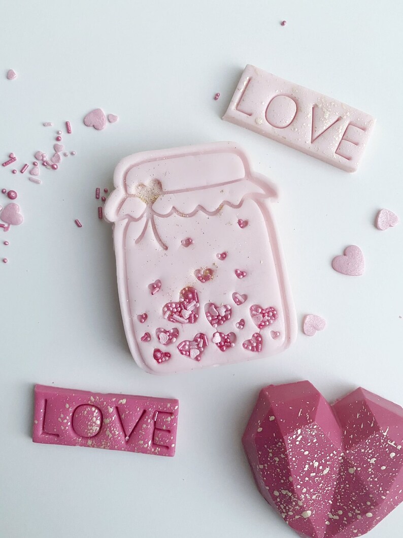 Jar of Hearts Cookie Cutter and Stamp Valentines Cookie Etsy