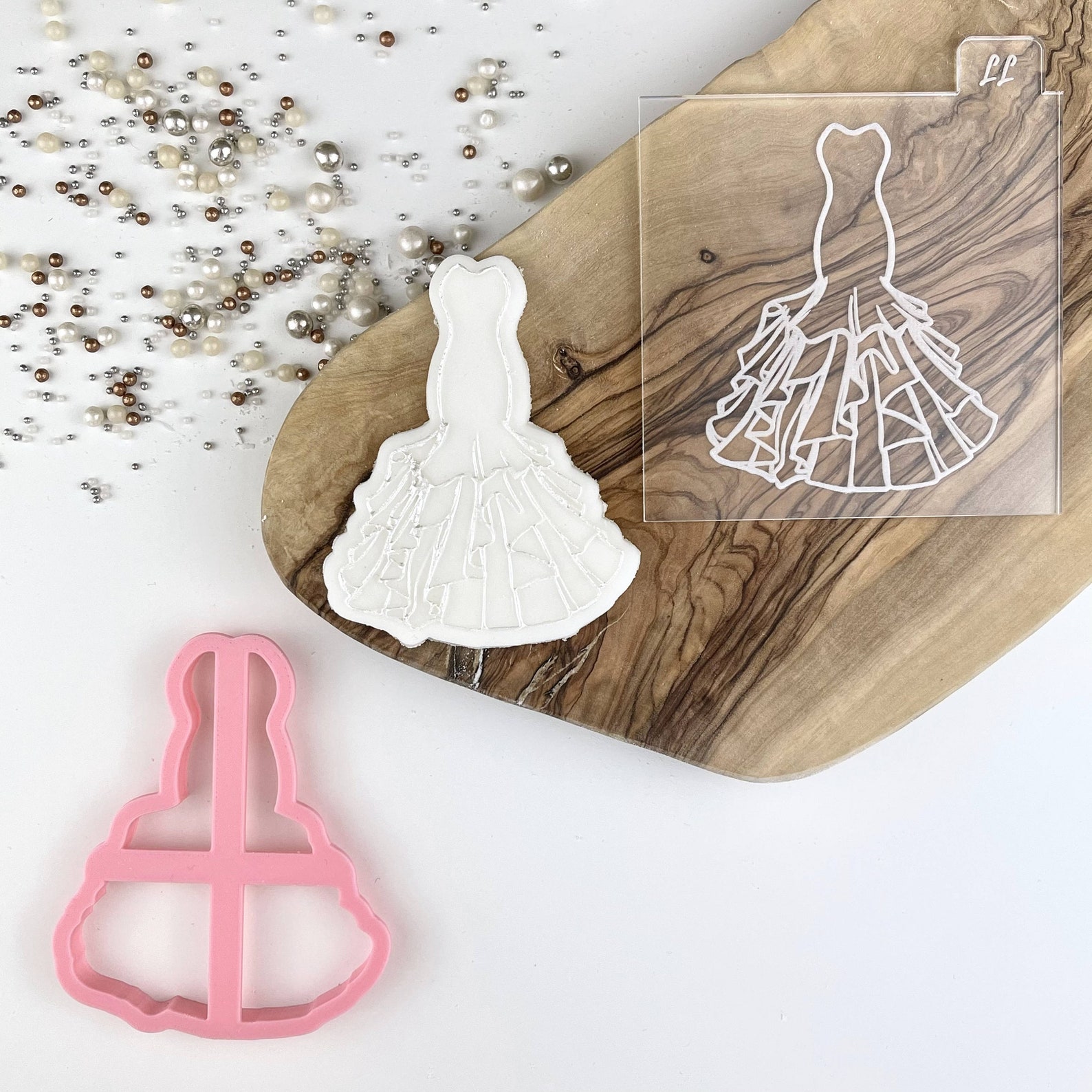 Elegant Wedding Dress Cookie Cutter and Embosser Wedding Etsy UK