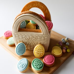3D Osterei Korb Set Ausstechform und Stempel, Ostern Ausstechform, Fondant Stempel, Ostern Ausstechform
