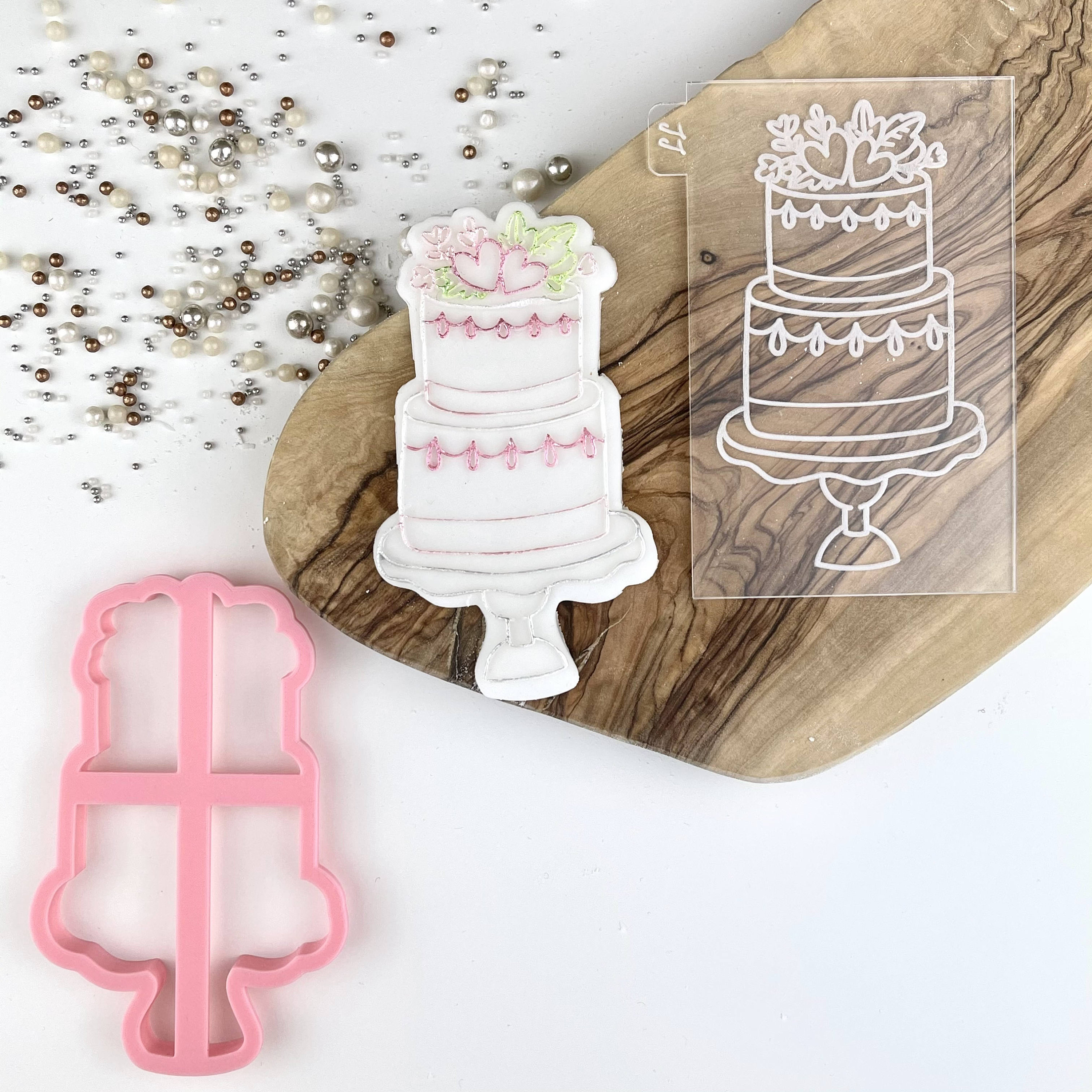 Tiered Wedding Cake Cookie Cutter and Embosser Wedding Cookie Etsy