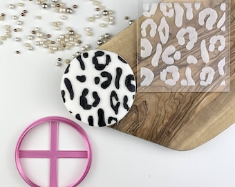 Leopard Animal Print Pattern Tile Cutter and Embosser, Fondant Embosser, Childs Cookie Cutter, Jungle Cookie Stamp, Safari Cookie Cutter