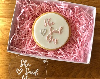 She Said Yes Cookie Embosser, Bridal Cookie Stamps, Fondant Stamp, Icing Embosser, Cookie Cutter, Fondant Cookie Stamp, Bachelorette Stamp