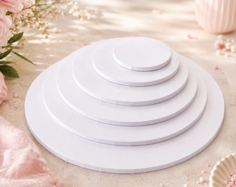 9mm Thick MDF Cake Board Drum, White, Black, Gold, or Marble, Pack of 5