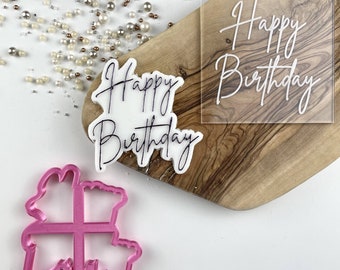 Happy Birthday Style 5 Cookie Cutter and Embosser, Happy Birthday Cookie Stamp, Birthday Celebrations, Birthday Embosser, Postal Box Ideas