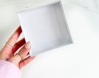 White Square Cookie Boxes with Clear Lid – Size 118mm x 118mm x 30mm, Biscuit Packaging, Treat Box, Cookie Gift Box, Clear Window Box