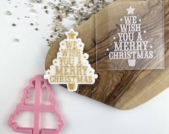 We Wish You A Merry Christmas Cookie Cutter and Embosser, Christmas Cookie Cutter, Merry Christmas Cookie Embosser, Cookie Stamp
