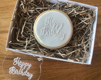 Happy Birthday Curly Font Cookie Embosser, Birthday Cookie Embosser, Birthday Fondant Stamp, Birthday Cookie Stamp, Birthday Celebrations