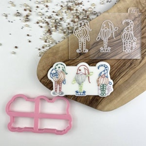 Friendly Gnomes Cookie Cutter and Embosser, Christmas Cookie Cutter, Merry Christmas Cookie Embosser, Xmas Cookie Stamp, Postal Box Ideas
