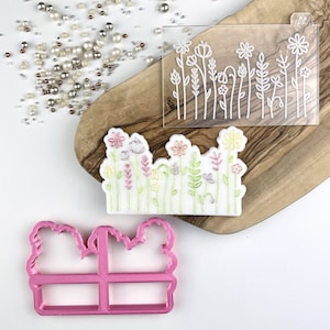 Field of Wild Flowers Cookie Cutter and Embosser, Floral Cookie Stamp, Wedding Cookie Embosser, Mother&#39;s Day Cookie Stamp, Postal Box Ideas