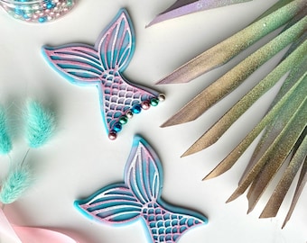 Mermaid Tail Cookie Cutter & Embosser | Ocean Theme Baking Tool | Under the Sea Party Fondant Stamp Set by LissieLou UK