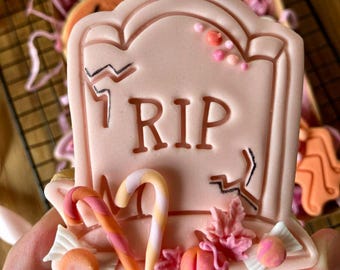 Cortador y sello de galletas de lápida – Sello de fondant de Halloween