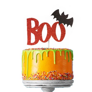 Boo with Bat Halloween Cake Topper Glitter Card image 3