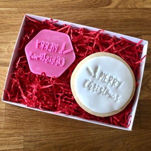 Merry Christmas Style 1 Cookie Stamp, Christmas Embosser, Christmas Fondant Stamp, Icing Stamp, Merry Christmas Stamp, Fondant Embosser