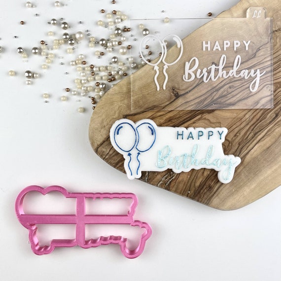Happy Birthday Embossing Mold & Cookie Cutter Set - My Sweet Cutter - PLA
