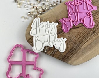 Happy Birthday Style 1 Cookie Cutter and Stamp, Happy Birthday Cookie Stamp, Birthday Celebrations, Birthday Embosser, Postal Box Ideas