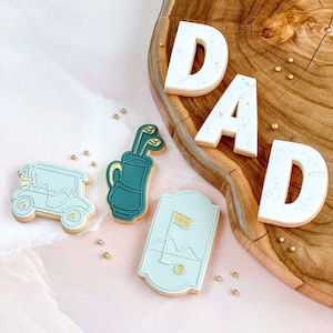 Cortadores de galletas de letras de papá (D y A), cortador de galletas del alfabeto, grabador de galletas de papá, sello de galletas del día del padre, cortador de galletas de forma