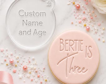 Custom Name and Number Cookie Embosser, Acrylic Icing Stamp, Fondant Logo Tool