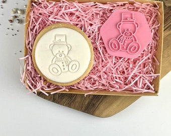 Schneemann Sitzender Teddy Stempel, Weihnachtsprägung, Weihnachtskeksstempel, Sahnehäubchen Stempel, Frohe Weihnachten Stempel, Postkasten Ideen