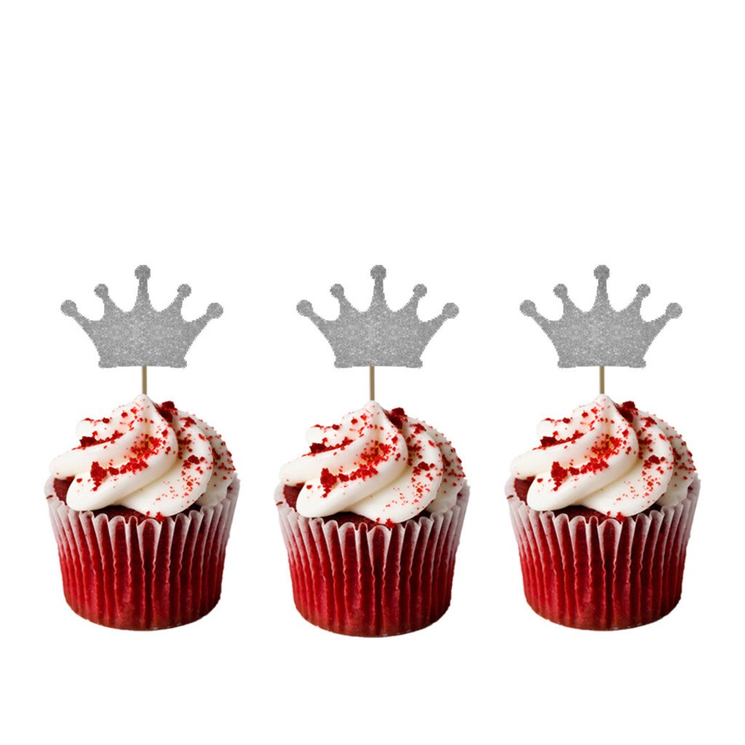 Crown Cupcake Toppers Pack of 10 Party Cupcake Toppers Etsy