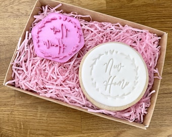 New Home Floral Heart Circle Cookie Stamp, New Home Cookie Stamp, Moving House Cookie Embosser, New Home Cookie Stamp, Postal Box Ideas