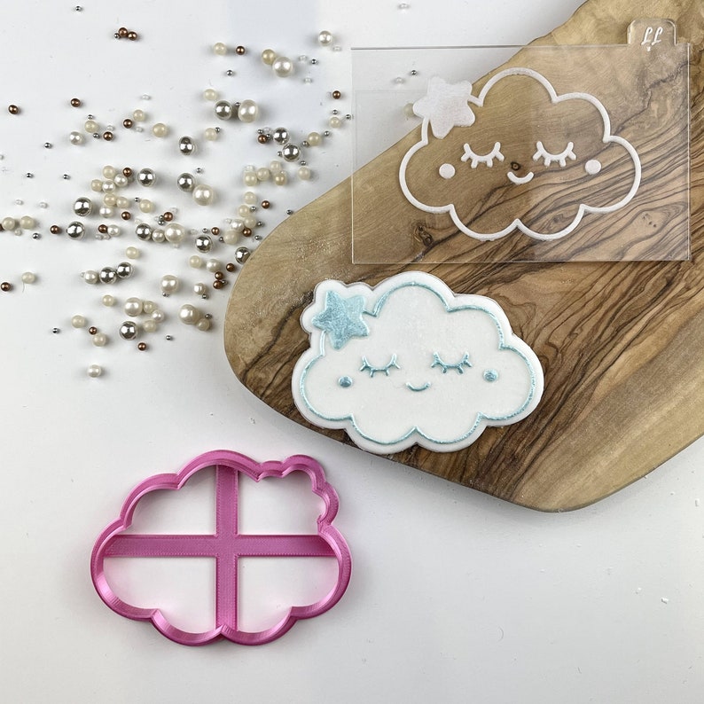 Cute Cloud Cookie Cutter and Embosser – Baby Shower Cookie Stamp ...