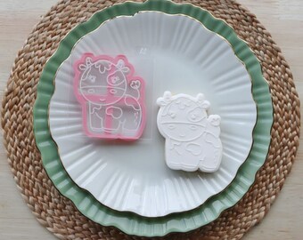 牛農場のクッキーカッターとエンボッサー、農場のクッキーカッター、フォンダンエンボッサー、子供用クッキーカッター、アイシングスタンプ、動物クッキースタンプ