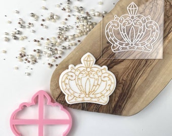 Princess Crown Cookie Cutter and Embosser by Catherine Marie Cake, Princess Cookie Stamp, Fairy Cookie Embosser, Princess Cookie Embosser
