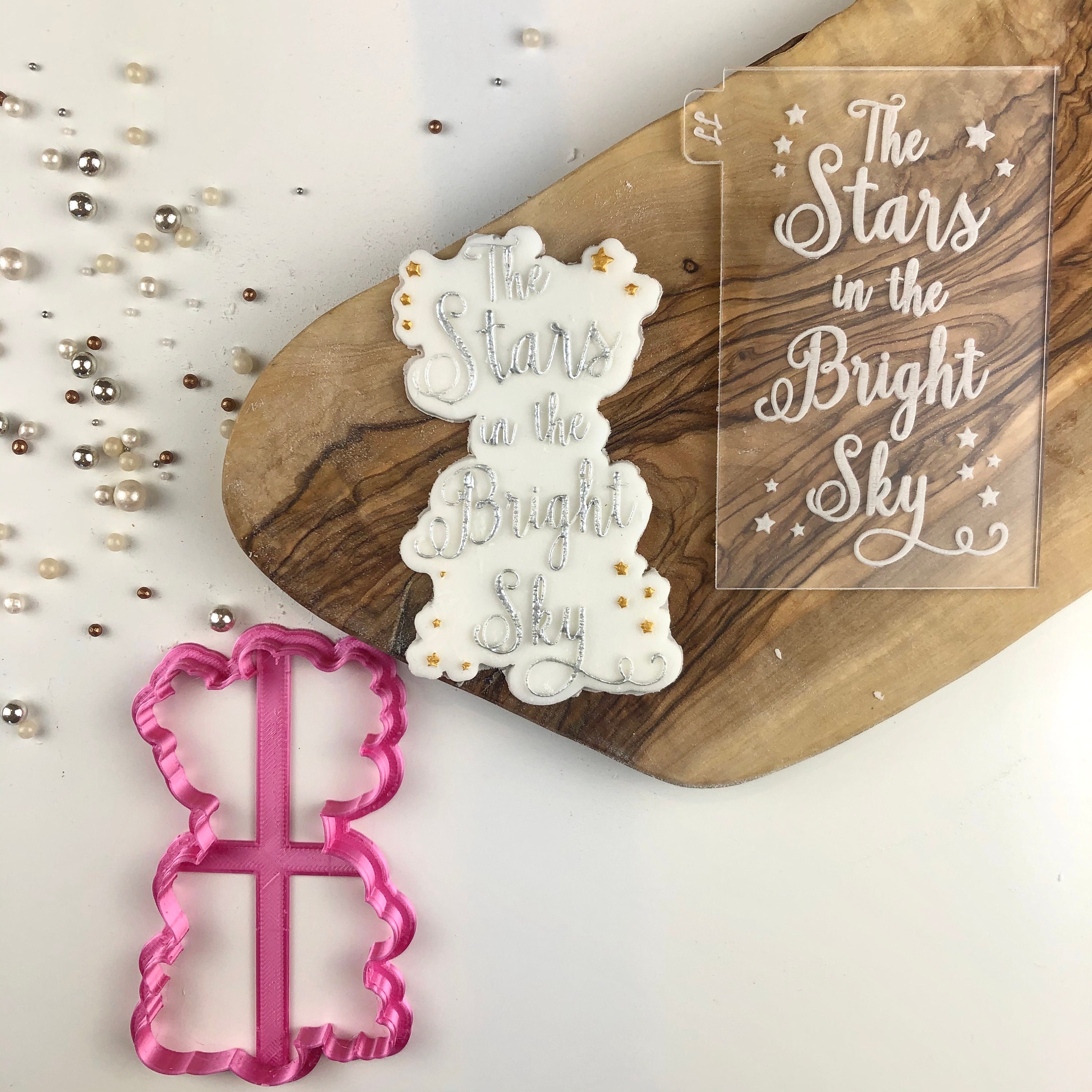The Stars in the Bright Sky Christmas Cookie Cutter and Embosser, Christmas Cookie Cutter, Merry Christmas Cookie Embosser
