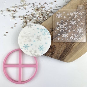 Snowflake Pattern Tile Cookie Cutter and Embosser by Frosted Cakes by Em, Christmas Cookie Cutter, Christmas Cookie Embosser, Cookie Stamp