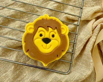Tagliabiscotti e timbro a forma di leone, tagliabiscotti a forma di giungla, goffratore per fondente, tagliabiscotti per bambini, timbro per glassa, tagliabiscotti a forma di animale