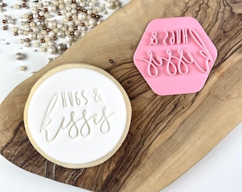 Hugs and Kisses Style 2 Cookie Stamp, Valentine's Cookie Cutter, Love Cookie Cutter, Icing Stamp, Heart Stamp, Valentine's Day Cookie Stamp