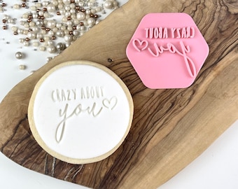 Crazy About You Cookie Stamp, Valentines Cookie Cutter, Love Cookie Cutter, Fondant Icing Stamp, Heart Cookie Stamp