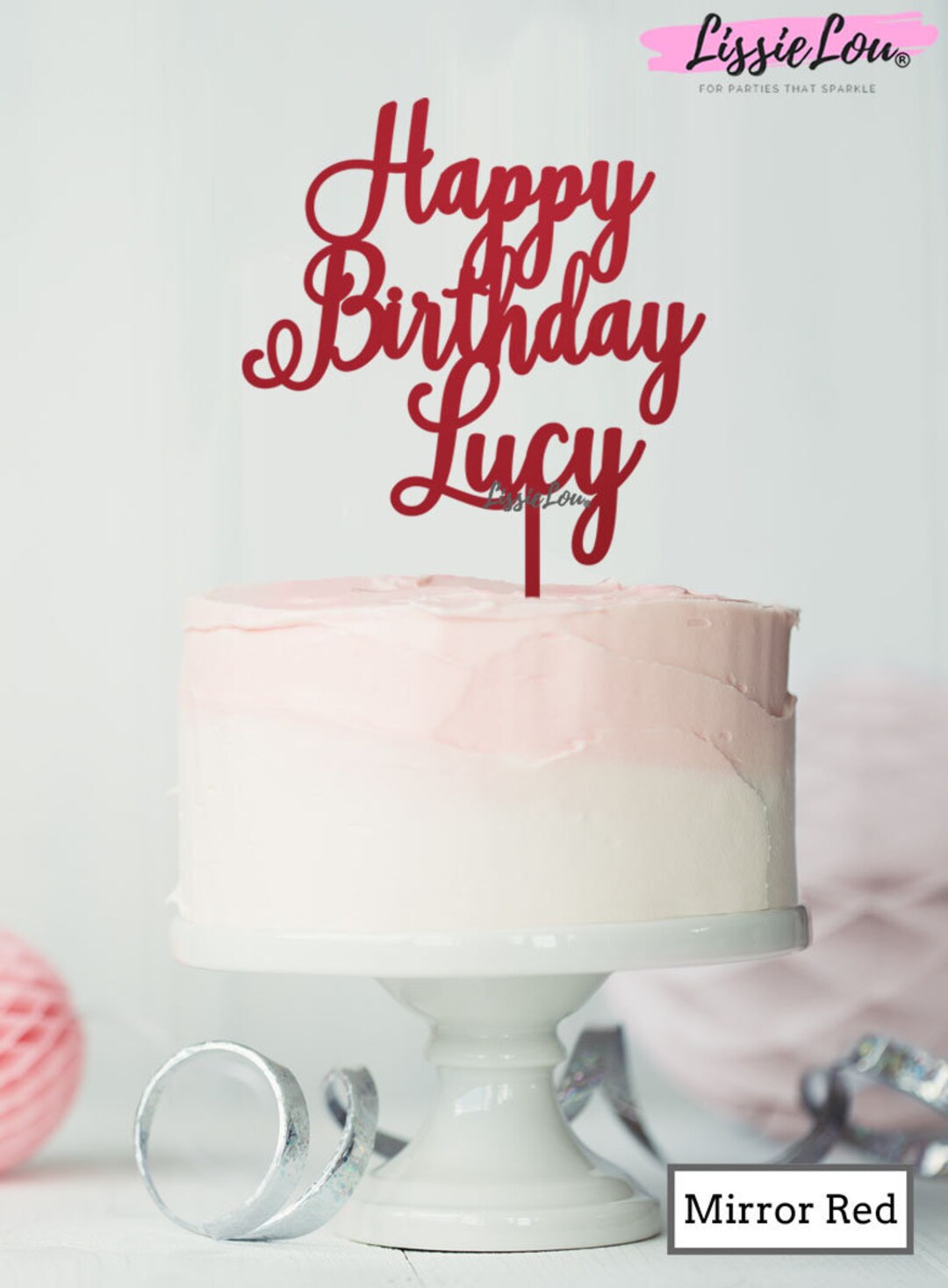 Personnalisé Joyeux anniversaire avec nom Pretty Cake Topper