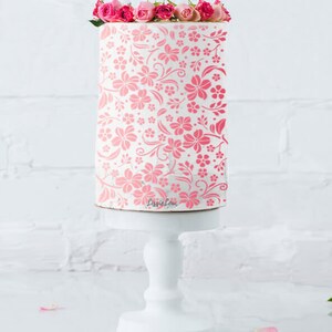 Swirly Floral Cake Stencil - XL Design Size, Buttercream Cake Template, Cake Design, Cake Ganache Stencil