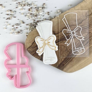 Graduation Scroll Cookie Cutter and Embosser, Graduation Cookie Stamp, Class of 2021 Cookie Embosser, Graduation Cookie Cutter