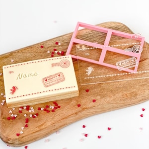 Große Valentine's Postkarte Ausstechform und Embosser, Valentines Ausstechform, Liebe Ausstecher, Zuckerguss Stempel, Herz Keks stempel