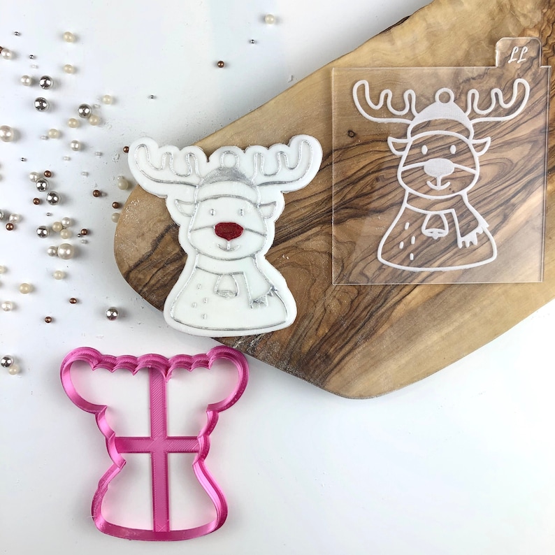 Reindeer Cookie Cutter and Embosser Christmas Cookie Cutter Etsy UK