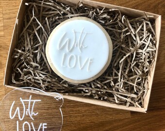 With Love Cookie Embosser, Acrylic Wedding Fondant Icing Stamp