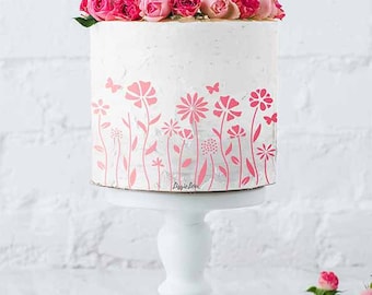 Wildflowers Cake Stencil - Full Size Design, Buttercream Stencil, Ganache Stencil, Decorating Template, Cake Decorating