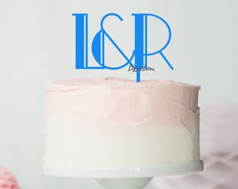 Cake Topper, decorazione per torta in acrilico, alzata per torta – colore a scelta – Alzata per matrimonio ancora Mr & Mrs (arancione