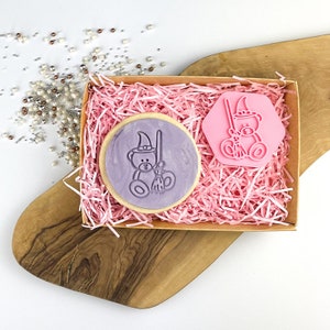 Witch Sitting Teddy Cookie Stamp, Fondant Embosser, Halloween Cookie Stamp, Halloween Fondant Stamp, Halloween Cookie Stamp, Icing Stamp