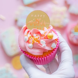 Happy Mother&#39;s Day Style 3 Circle Cupcake Discs Box Tags Pack of 4- Premium 3mm Acrylic
