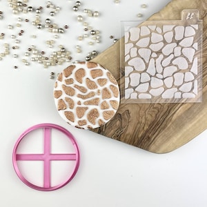 Giraffe Animal Print Textur Muster Cutter und Embosser, Dschungel Ausstecher, Fondant Embosser, Kinder Keks, Safari Ausstecher