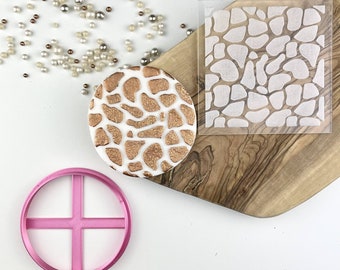 Giraffe Animal Print Texture Pattern Cutter and Embosser, Jungle Cookie Cutter, Fondant Embosser, Children Cookie, Safari Cookie Cutter