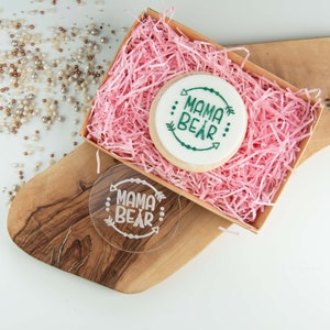 Mama Bear Wild One Style Cookie Embosser, Baby Shower Cookie Stamp, Baby Cookie Cutter, Fondant Stamp, Gender Reveal Cookie Embosser